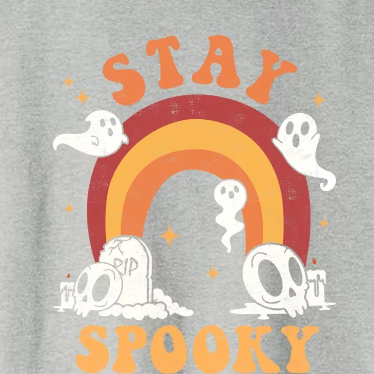 Stay Spooky Ghost Rainbow Groovy Retro Halloween Trick Treat Gift Women's Crop Top Tee