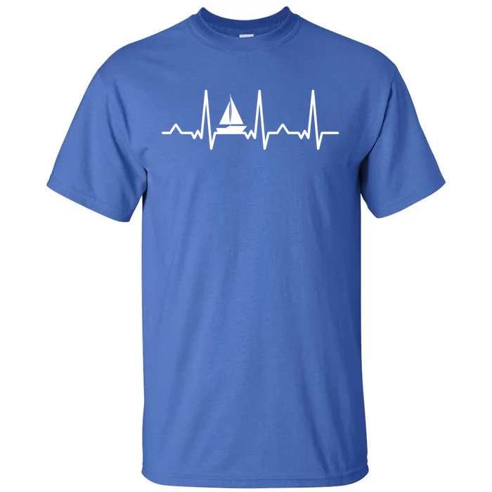 Sailing Ship Gift Sailboat Heartbeat Gift Boating Gift Tall T-Shirt