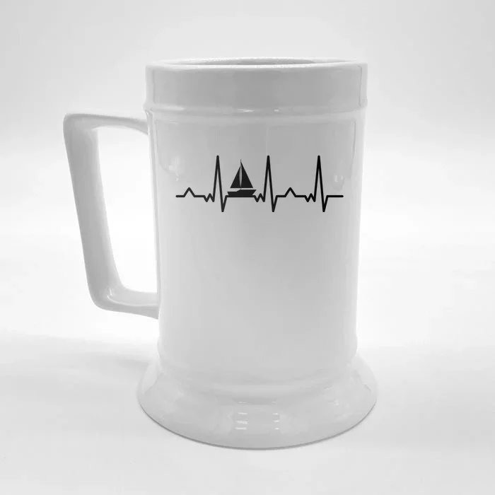 Sailing Ship Gift Sailboat Heartbeat Gift Boating Gift Front & Back Beer Stein