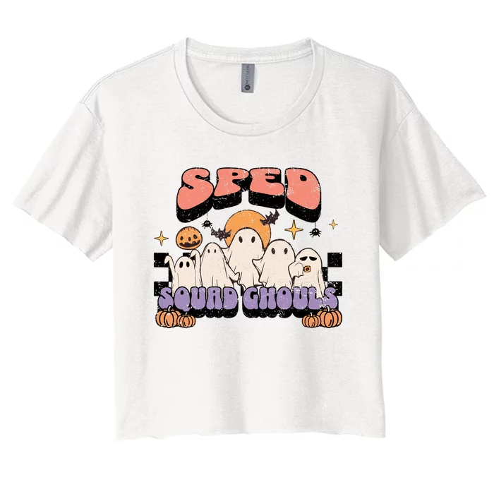 Sped Squad Ghoul Special Education Teacher Halloween Costume Women's Crop Top Tee