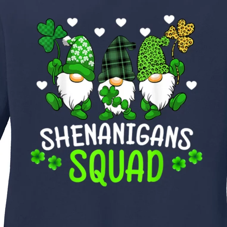 Shenanigans Squad Gnome St Patrick's Ladies Long Sleeve Shirt