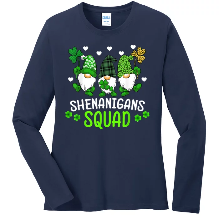 Shenanigans Squad Gnome St Patrick's Ladies Long Sleeve Shirt