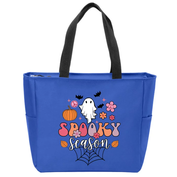 Spooky Season Groovy Ghost Halloween Scary Gift Zip Tote Bag