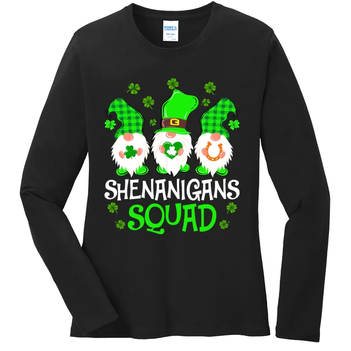 Shenanigans Squad Gnomies St Patrick's Day Ladies Long Sleeve Shirt