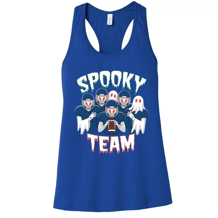 Scary Spooky Ghost Team Halloween American Football Gift Women's Racerback Tank