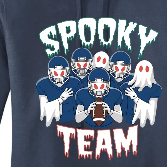 Scary Spooky Ghost Team Halloween American Football Gift Women's Pullover Hoodie