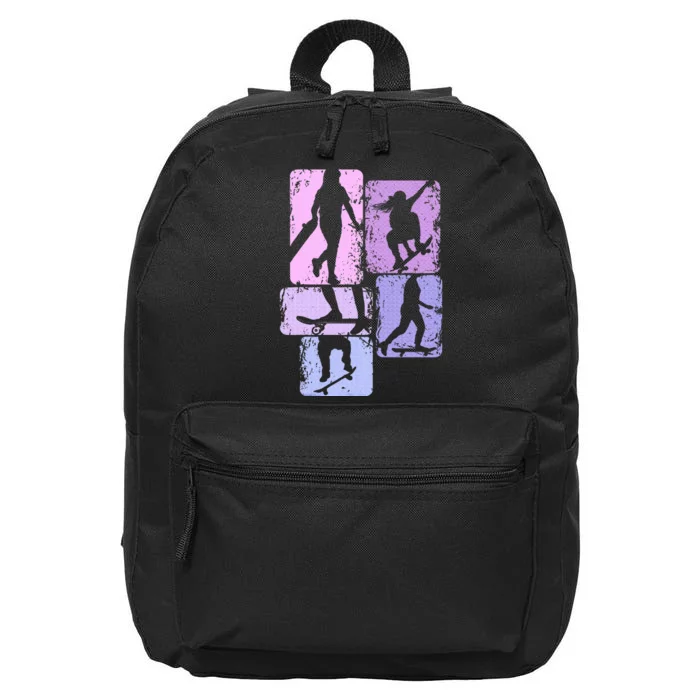 Skateboarder Skater Girl Skateboarding 16 in Basic Backpack