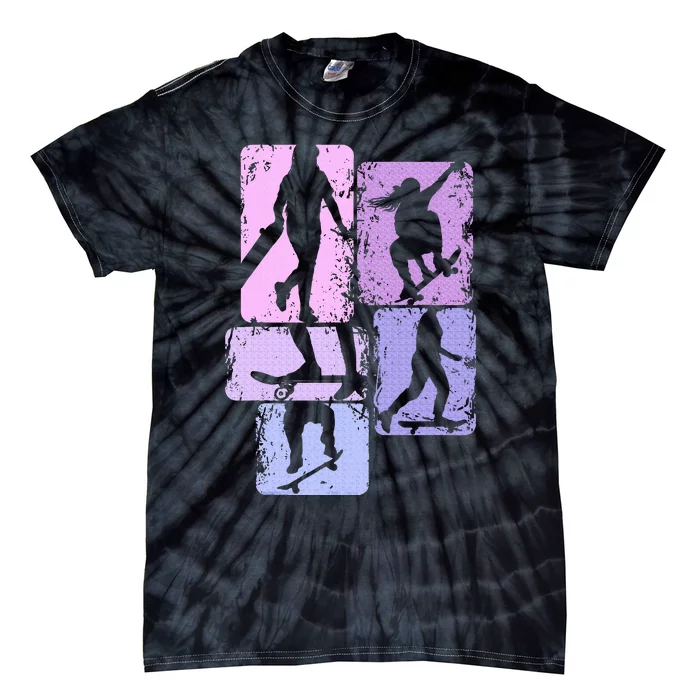 Skateboarder Skater Girl Skateboarding Tie-Dye T-Shirt