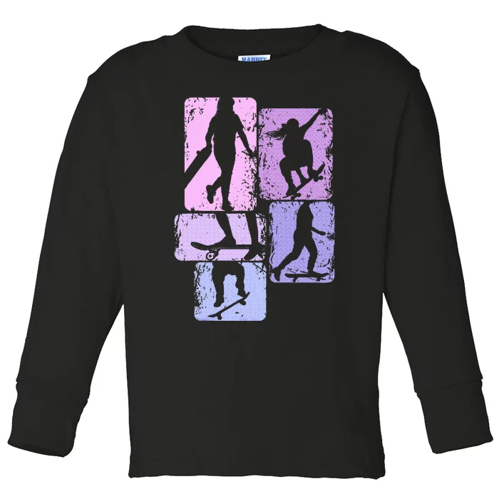 Skateboarder Skater Girl Skateboarding Toddler Long Sleeve Shirt