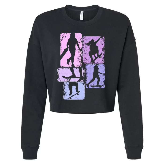 Skateboarder Skater Girl Skateboarding Cropped Pullover Crew