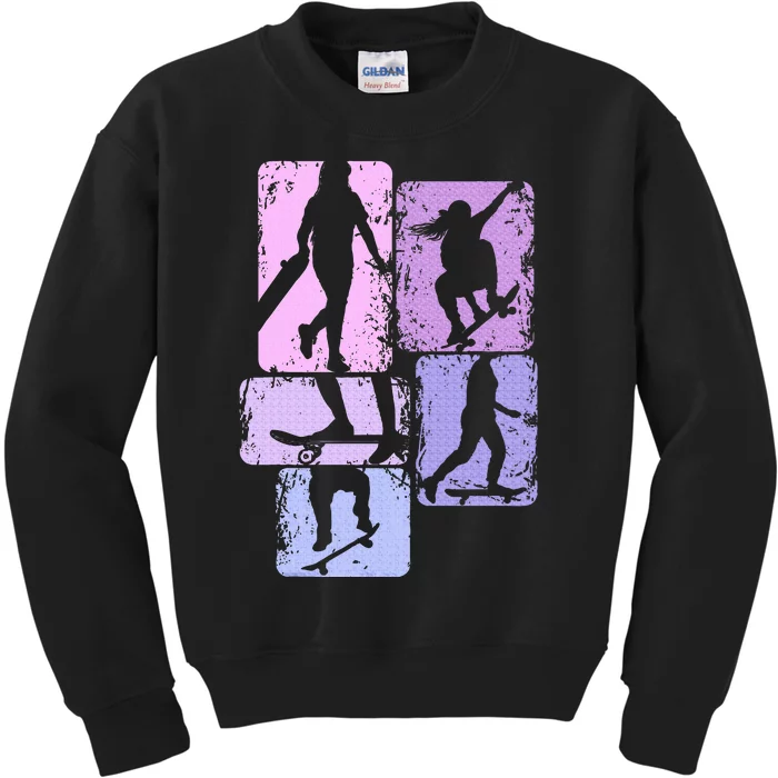 Skateboarder Skater Girl Skateboarding Kids Sweatshirt