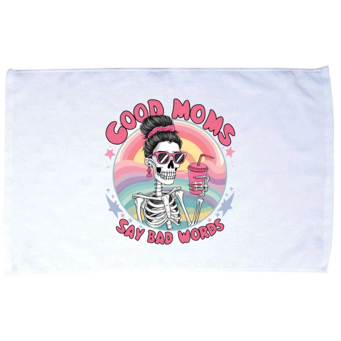 Skeleton Sarcastic Good Moms Say Bad Words Microfiber Hand Towel