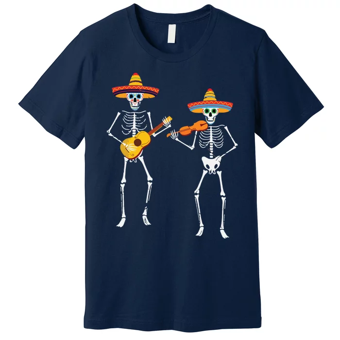 Skeleton Sombreros Guitar Fiesta Cinco De Mayo Mexican Party Premium T-Shirt