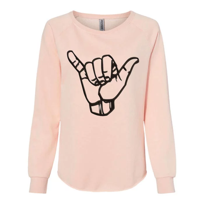 Shaka Sign Good Vibes Retro Hang Loose Hawaii Surfing Womens California Wash Sweatshirt