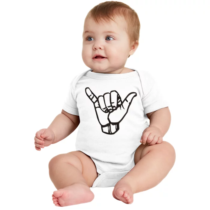 Shaka Sign Good Vibes Retro Hang Loose Hawaii Surfing Baby Bodysuit