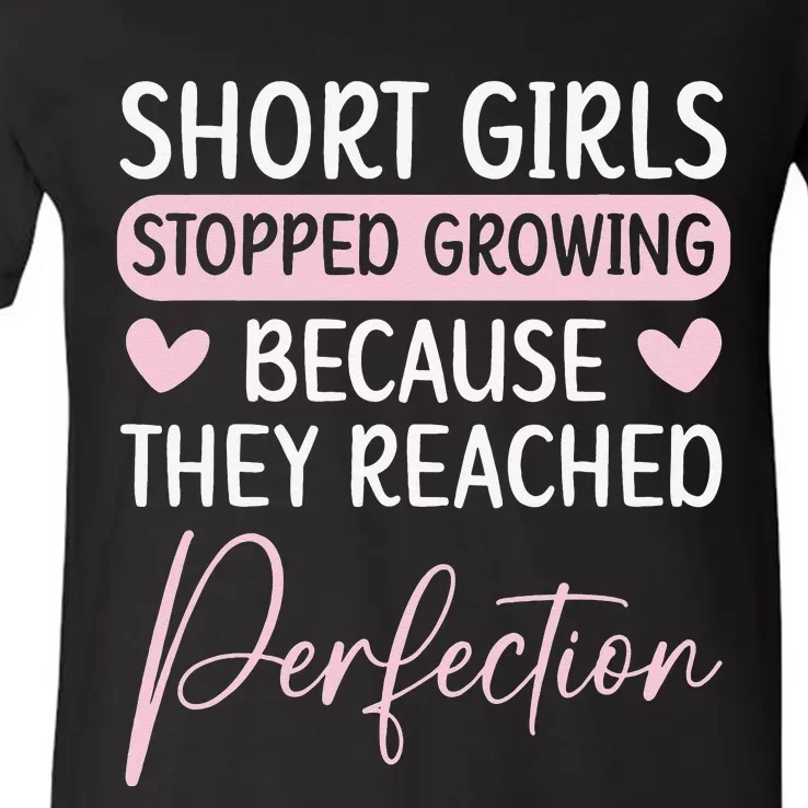 Short Stopped Growing Because They Reached Perfection V-Neck T-Shirt