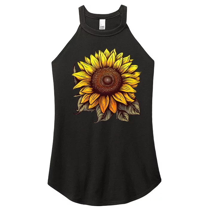 Summer Sunflower Graphic Cute Flower Standard Women’s Perfect Tri Rocker Tank