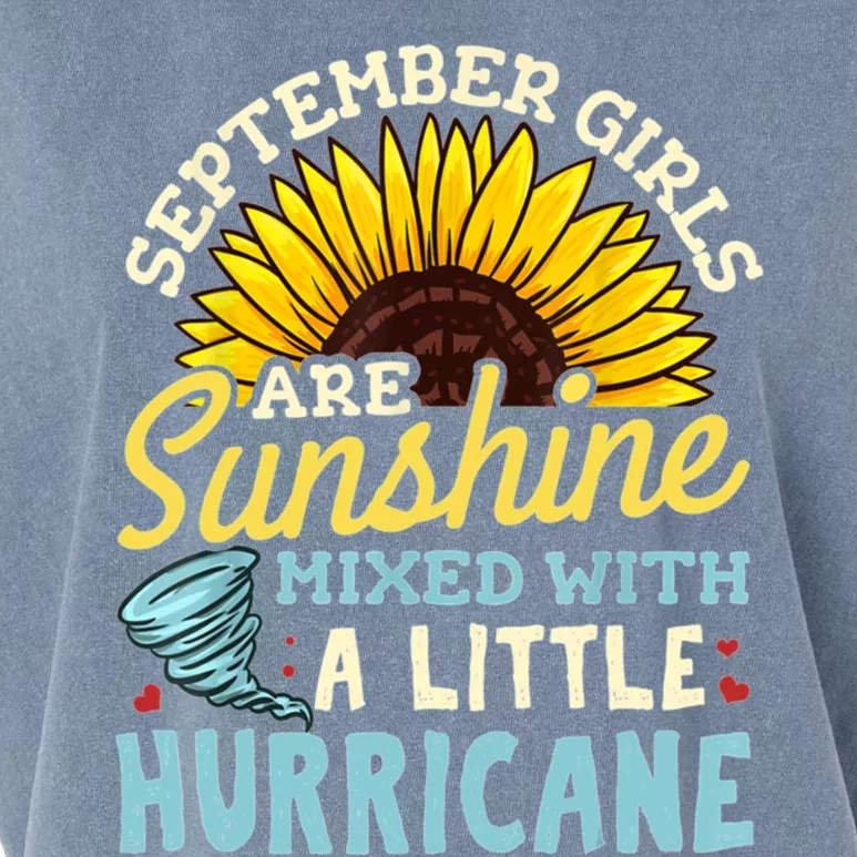 Sunflower September Girls Are Sunshine Mixed Hurricane Gift Garment-Dyed Women's Muscle Tee