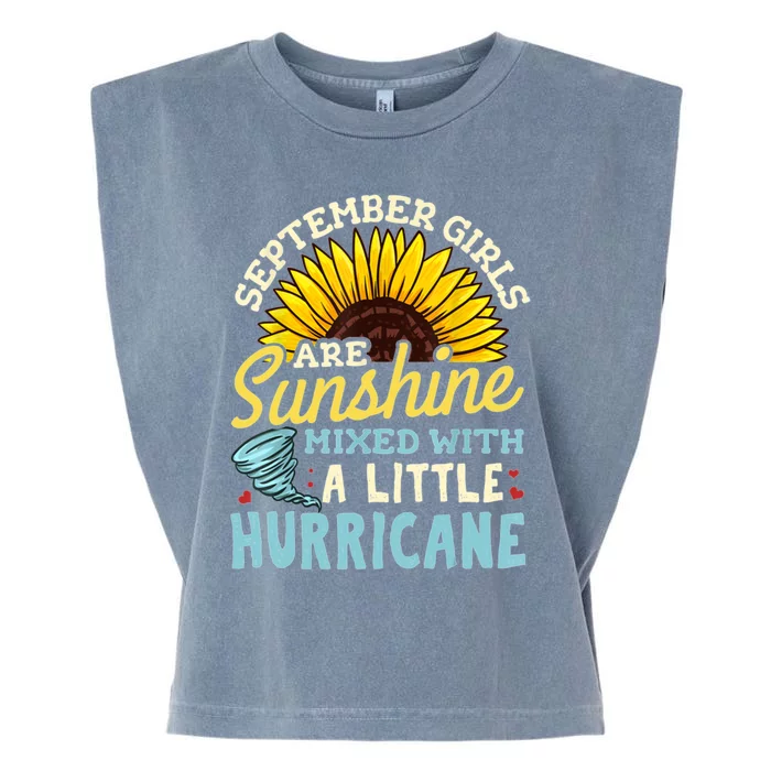 Sunflower September Girls Are Sunshine Mixed Hurricane Gift Garment-Dyed Women's Muscle Tee