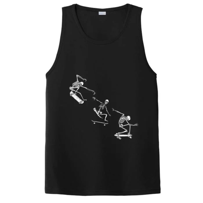 Skateboarding Skeletons Grunge Aesthetic Unique Gift Skater Gift Performance Tank