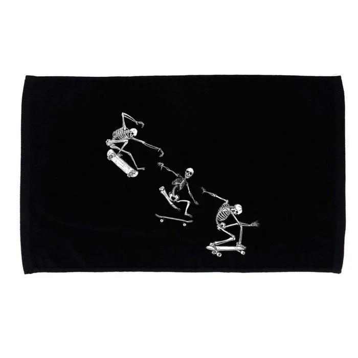 Skateboarding Skeletons Grunge Aesthetic Unique Gift Skater Gift Microfiber Hand Towel