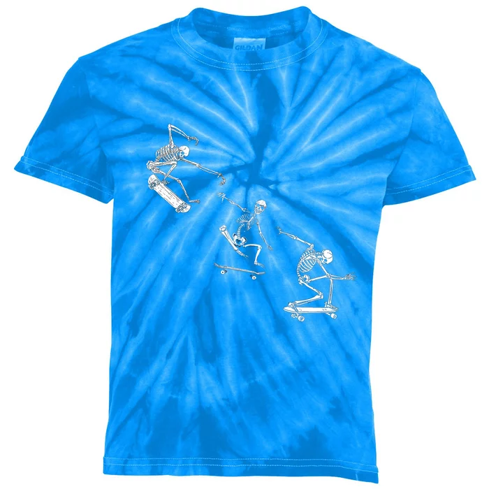 Skateboarding Skeletons Grunge Aesthetic Unique Gift Skater Gift Kids Tie-Dye T-Shirt