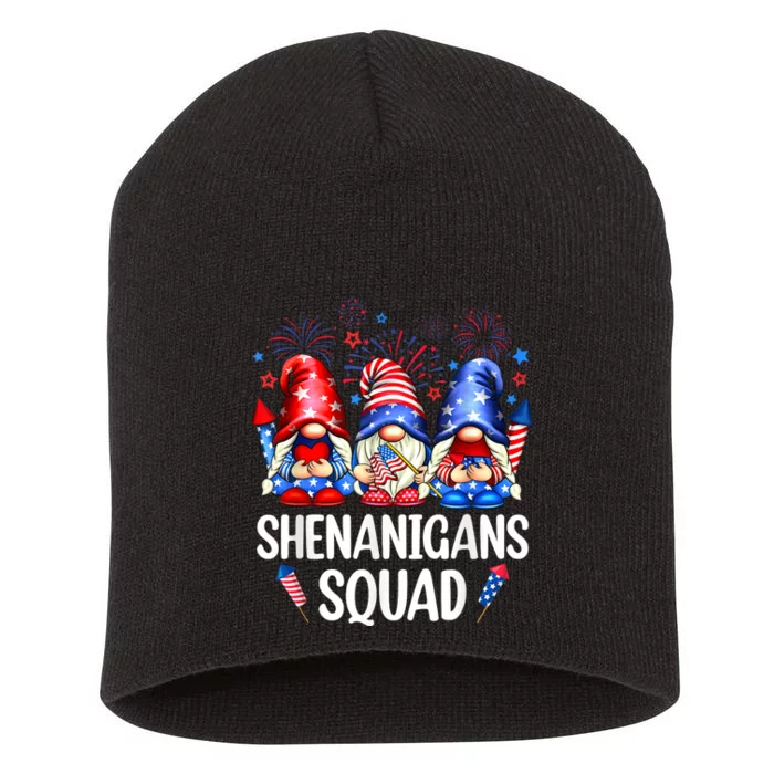 Shenanigans Squad Gnomes USA Independence Day 4th Of July Short Acrylic Beanie