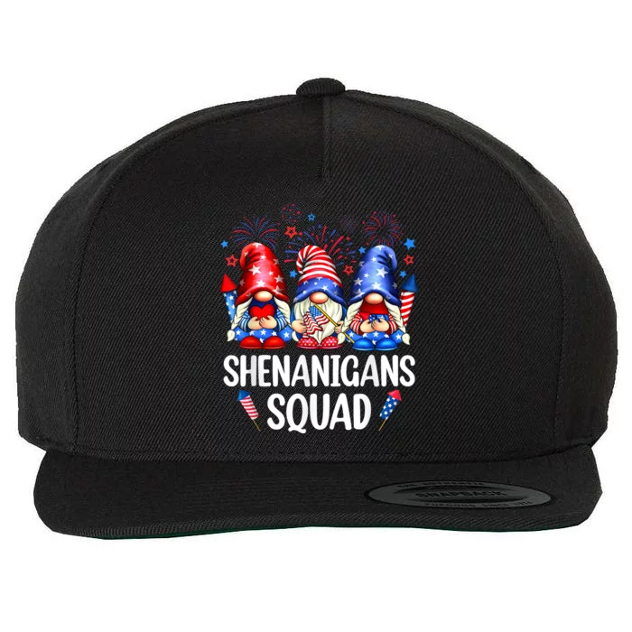 Shenanigans Squad Gnomes USA Independence Day 4th Of July Wool Snapback Cap