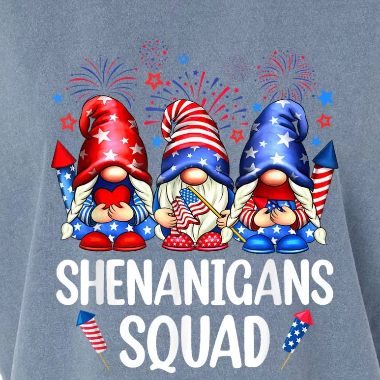 Shenanigans Squad Gnomes USA Independence Day 4th Of July Garment-Dyed Women's Muscle Tee