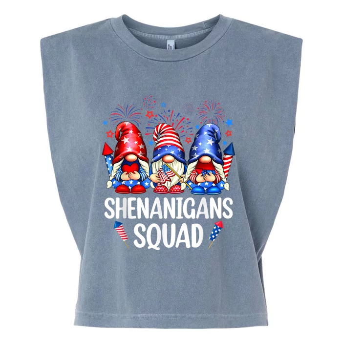 Shenanigans Squad Gnomes USA Independence Day 4th Of July Garment-Dyed Women's Muscle Tee