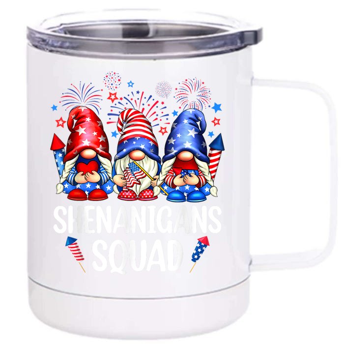 Shenanigans Squad Gnomes USA Independence Day 4th Of July Front & Back 12oz Stainless Steel Tumbler Cup