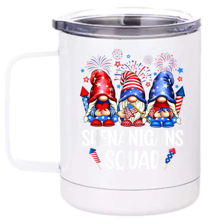 Shenanigans Squad Gnomes USA Independence Day 4th Of July Front & Back 12oz Stainless Steel Tumbler Cup