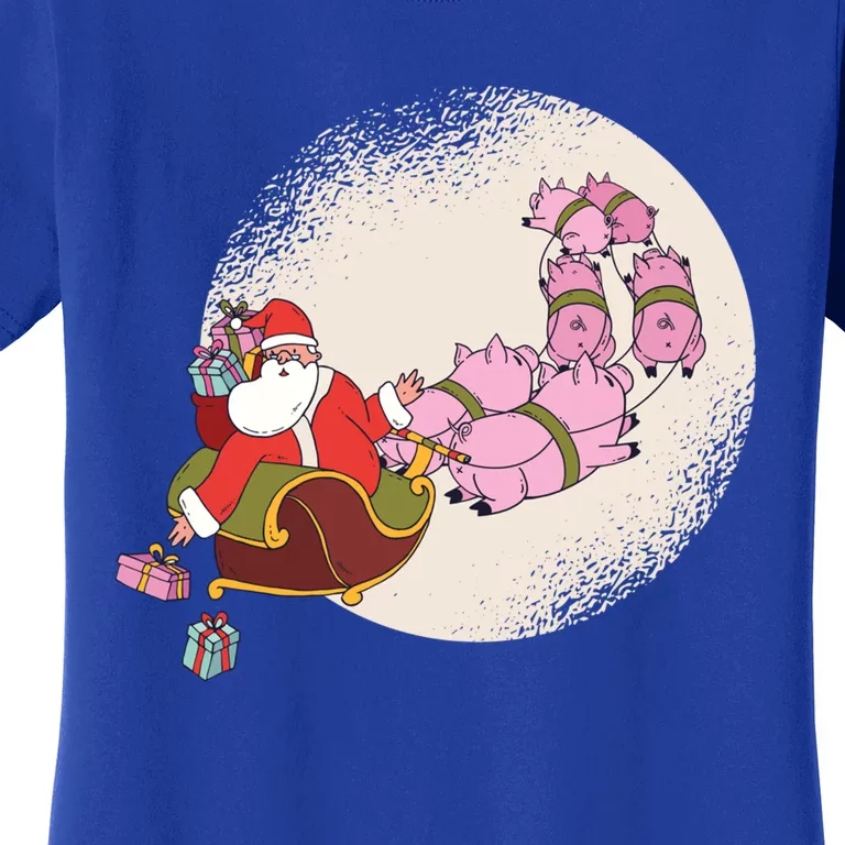 Santa Sleigh Gift With Flying Pigs And Christmas Presents Meaningful Gift Women's T-Shirt