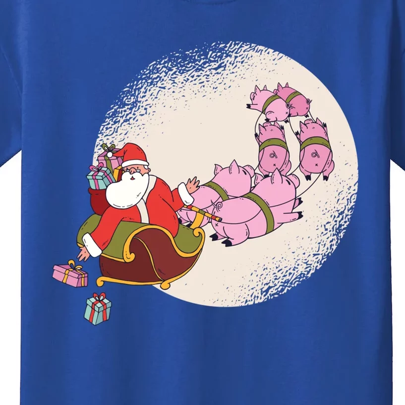 Santa Sleigh Gift With Flying Pigs And Christmas Presents Meaningful Gift Kids T-Shirt