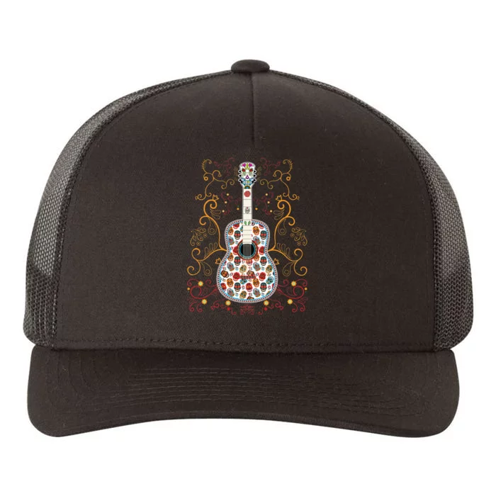 Sugar Skull Guitar Art Design Beautiful colorful guitar Yupoong Adult 5-Panel Trucker Hat