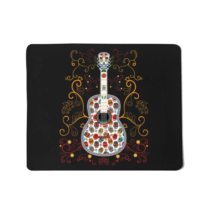 Sugar Skull Guitar Art Design Beautiful colorful guitar Mousepad