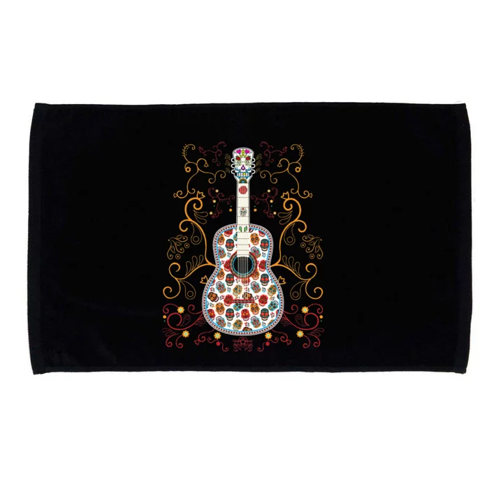 Sugar Skull Guitar Art Design Beautiful colorful guitar Microfiber Hand Towel