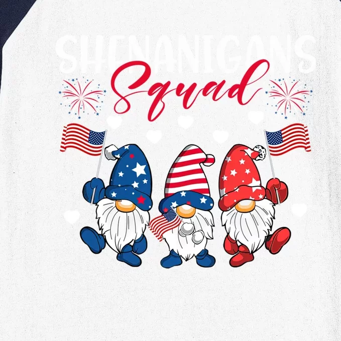 Shenanigans Squad Gnomies 4th Of July Usa Gnome Patriotic Funny Gift Baseball Sleeve Shirt