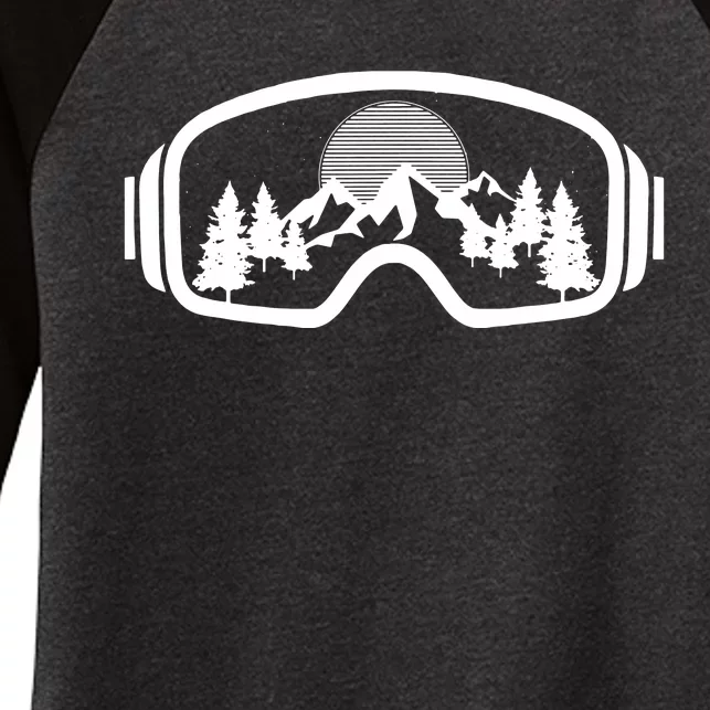 Ski Snowboard Goggles Skiing Snow Mountain Winter Gift Women's Tri-Blend 3/4-Sleeve Raglan Shirt