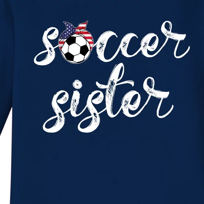 Soccer Sister Gift Football Jersey For Sibling Futbol Player Baby Long Sleeve Bodysuit