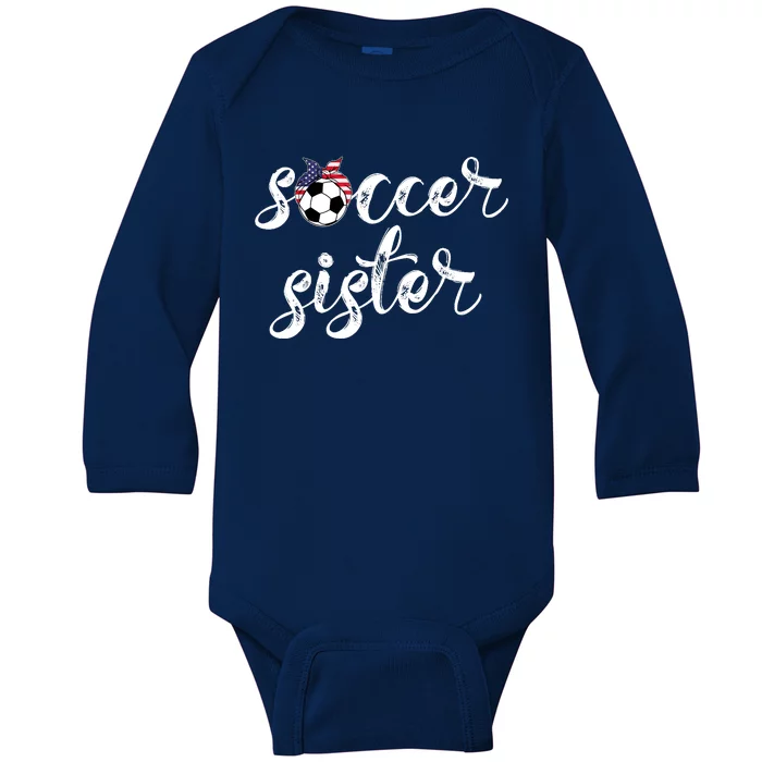 Soccer Sister Gift Football Jersey For Sibling Futbol Player Baby Long Sleeve Bodysuit