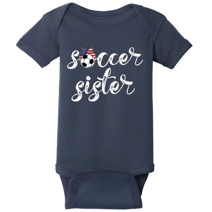 Soccer Sister Gift Football Jersey For Sibling Futbol Player Baby Bodysuit