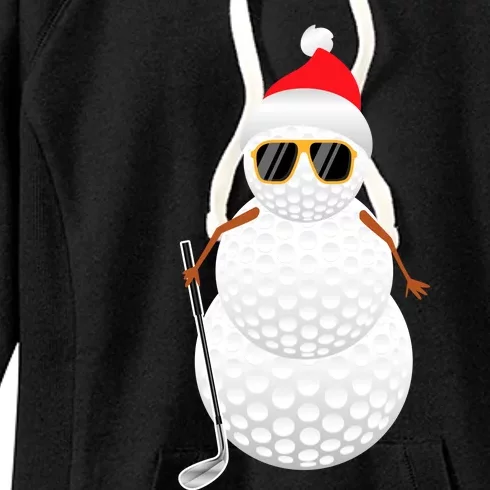 Santa Snowman Golf Ball Christmas Golfer Sweatsweatshirt Women's Fleece Hoodie