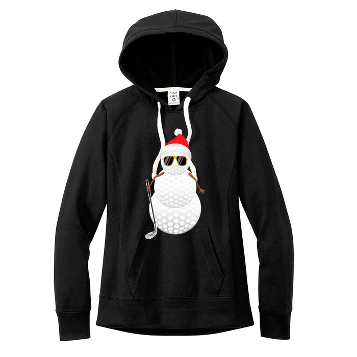 Santa Snowman Golf Ball Christmas Golfer Sweatsweatshirt Women's Fleece Hoodie