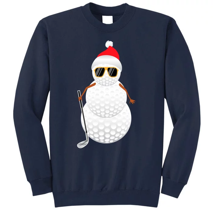 Santa Snowman Golf Ball Christmas Golfer Sweatsweatshirt Tall Sweatshirt