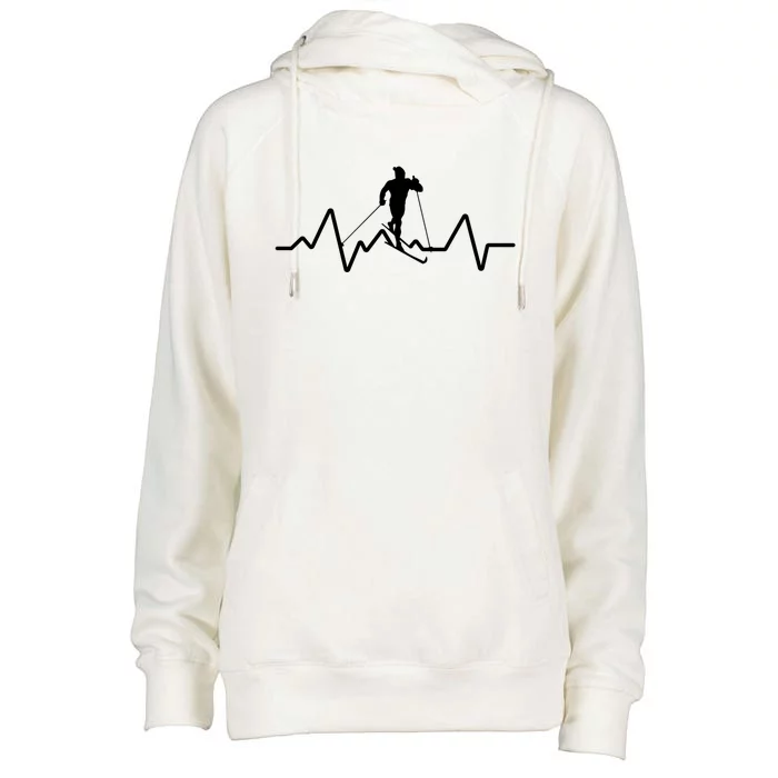 Skiing Skiers Gift Ski Skier Heartbeat For Skiing Bum Gift Womens Funnel Neck Pullover Hood