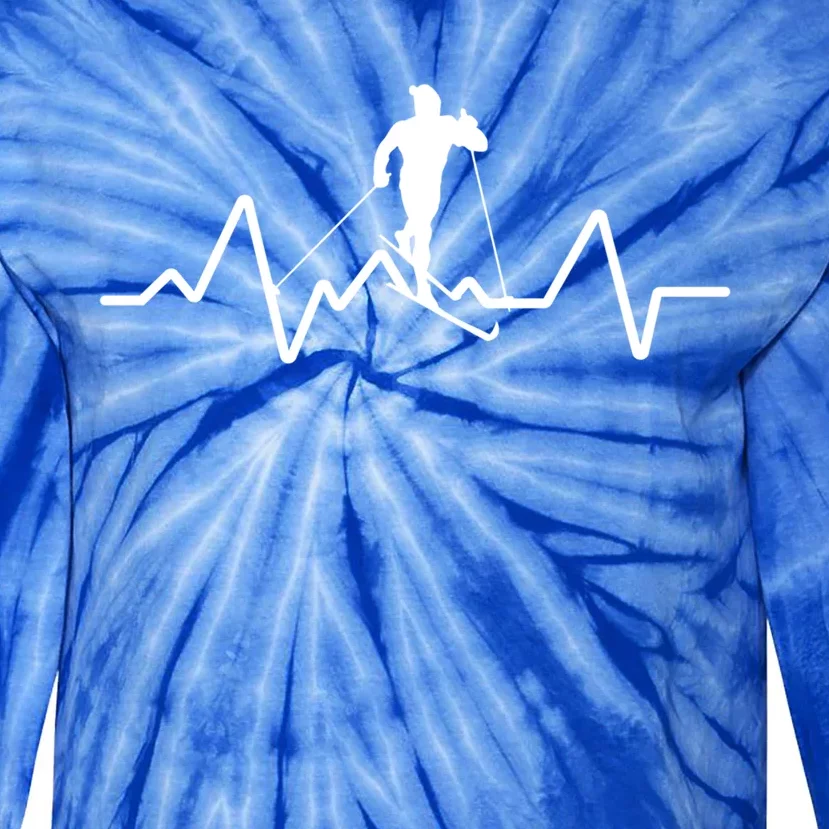 Skiing Skiers Gift Ski Skier Heartbeat For Skiing Bum Gift Tie-Dye Long Sleeve Shirt