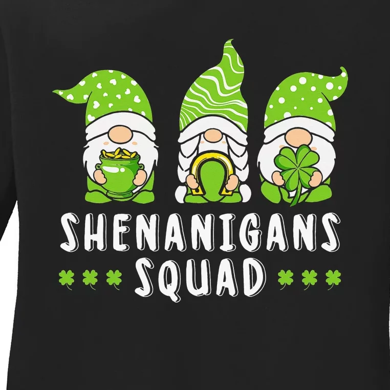 Shenanigans Squad Gnomes Green Proud Irish Ladies Long Sleeve Shirt