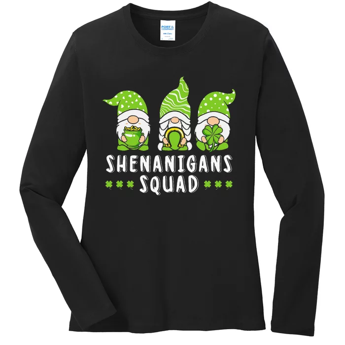 Shenanigans Squad Gnomes Green Proud Irish Ladies Long Sleeve Shirt