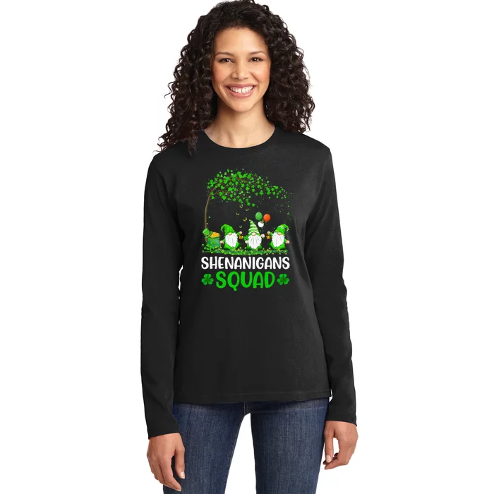 Shenanigans Squad Gnomes Green Proud Irish Funny Ladies Long Sleeve Shirt